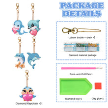 Load image into Gallery viewer, DIY Diamond Art Keychains Double Sided 5pcs Gem Keychains(Dolphin)