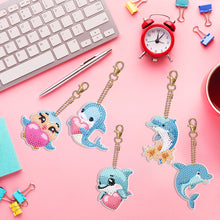 Load image into Gallery viewer, DIY Diamond Art Keychains Double Sided 5pcs Gem Keychains(Dolphin)