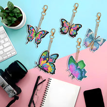 Load image into Gallery viewer, DIY Diamond Art Keychains Double Sided 5pcs Gem Keychains(Butterfly)
