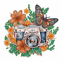 Load image into Gallery viewer, Diamond Painting - Partial Special Shaped - butterfly flower nostalgic camera (30*30CM)