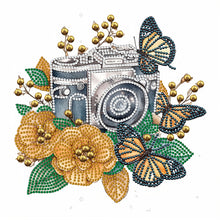 Load image into Gallery viewer, Diamond Painting - Partial Special Shaped - butterfly flower nostalgic camera (30*30CM)