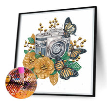Load image into Gallery viewer, Diamond Painting - Partial Special Shaped - butterfly flower nostalgic camera (30*30CM)