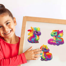 Load image into Gallery viewer, DIY Refrigerator Stickers Owl Round Diamond Sticker (Rainbow Pterodactyl)