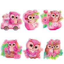 Load image into Gallery viewer, DIY Refrigerator Stickers Owl Round Diamond Sticker (Pink Owl)