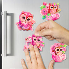 Load image into Gallery viewer, DIY Refrigerator Stickers Owl Round Diamond Sticker (Pink Owl)