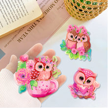 Load image into Gallery viewer, DIY Refrigerator Stickers Owl Round Diamond Sticker (Pink Owl)