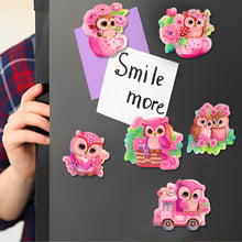 Load image into Gallery viewer, DIY Refrigerator Stickers Owl Round Diamond Sticker (Pink Owl)