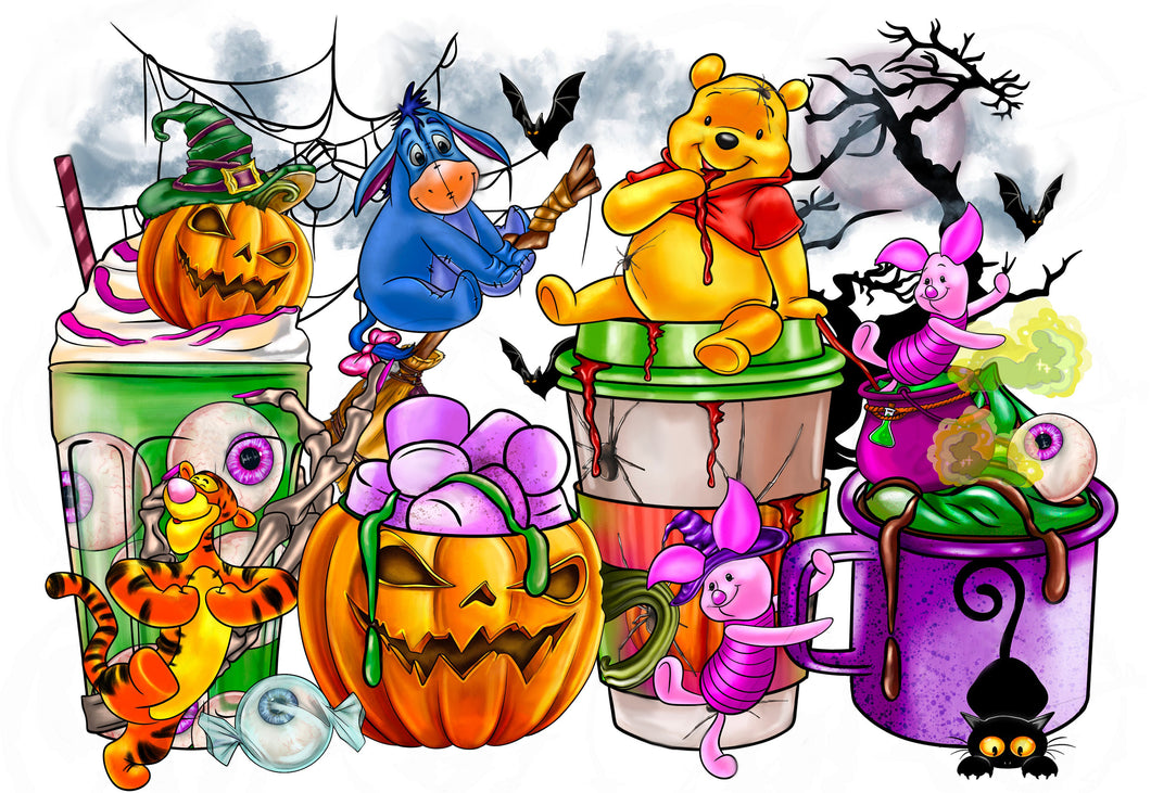 AB Diamond Painting - Full Round - Halloween coffee cup (60*40CM)