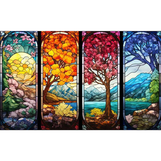AB Diamond Painting - Full Square - Four seasons of spring, summer, autumn and winter (65*40CM)
