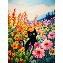 Load image into Gallery viewer, Diamond Painting - Full Round - black cat and flower (30*40CM)
