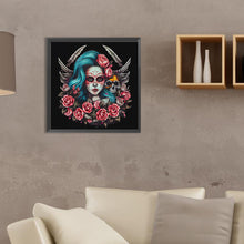 Load image into Gallery viewer, Diamond Painting - Full Round - rose skull girl (35*35CM)
