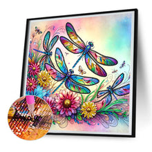 Load image into Gallery viewer, Diamond Painting - Partial Special Shaped - Flowers dragonfly (30*30CM)
