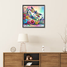 Load image into Gallery viewer, Diamond Painting - Partial Special Shaped - Flowers dragonfly (30*30CM)
