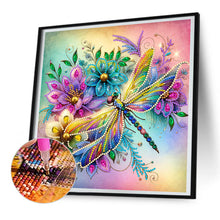 Load image into Gallery viewer, Diamond Painting - Partial Special Shaped - Flowers dragonfly (30*30CM)
