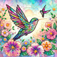 Load image into Gallery viewer, Diamond Painting - Partial Special Shaped - flowers hummingbird (30*30CM)
