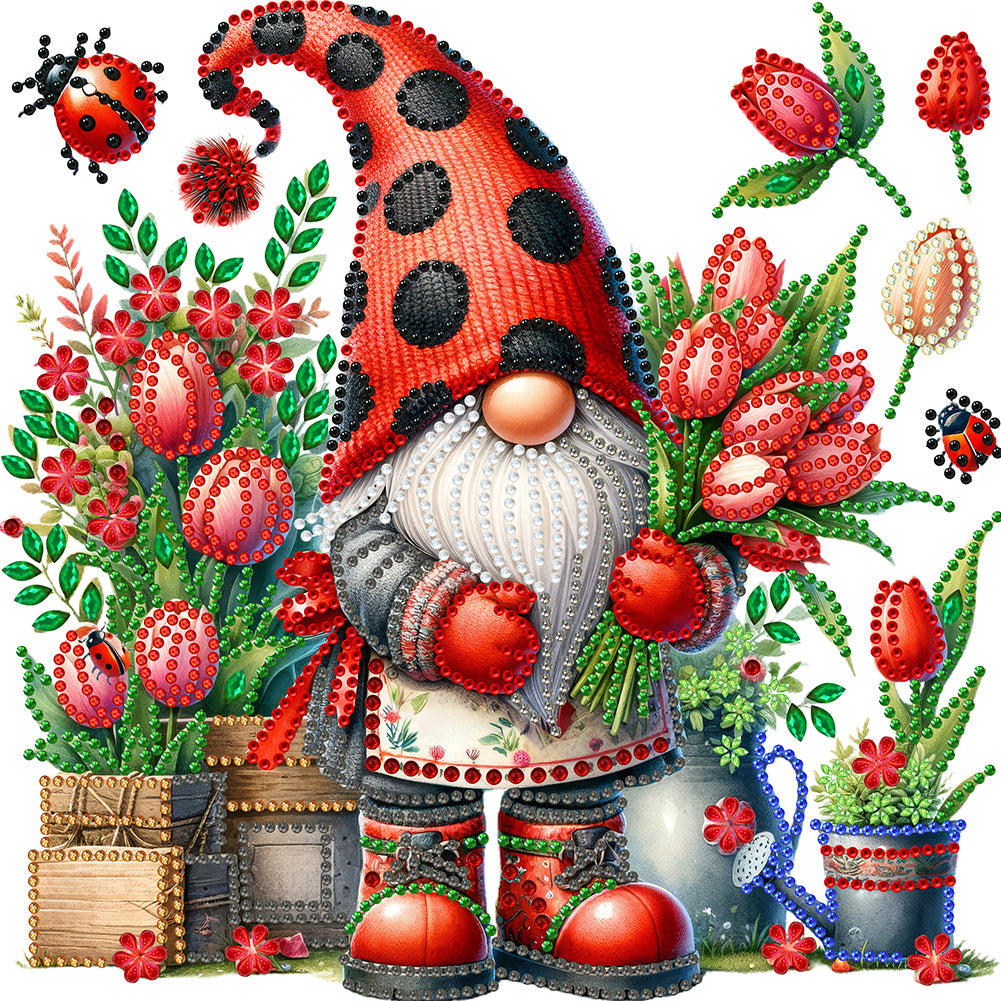 Diamond Painting - Partial Special Shaped - spring gnome (30*30CM)