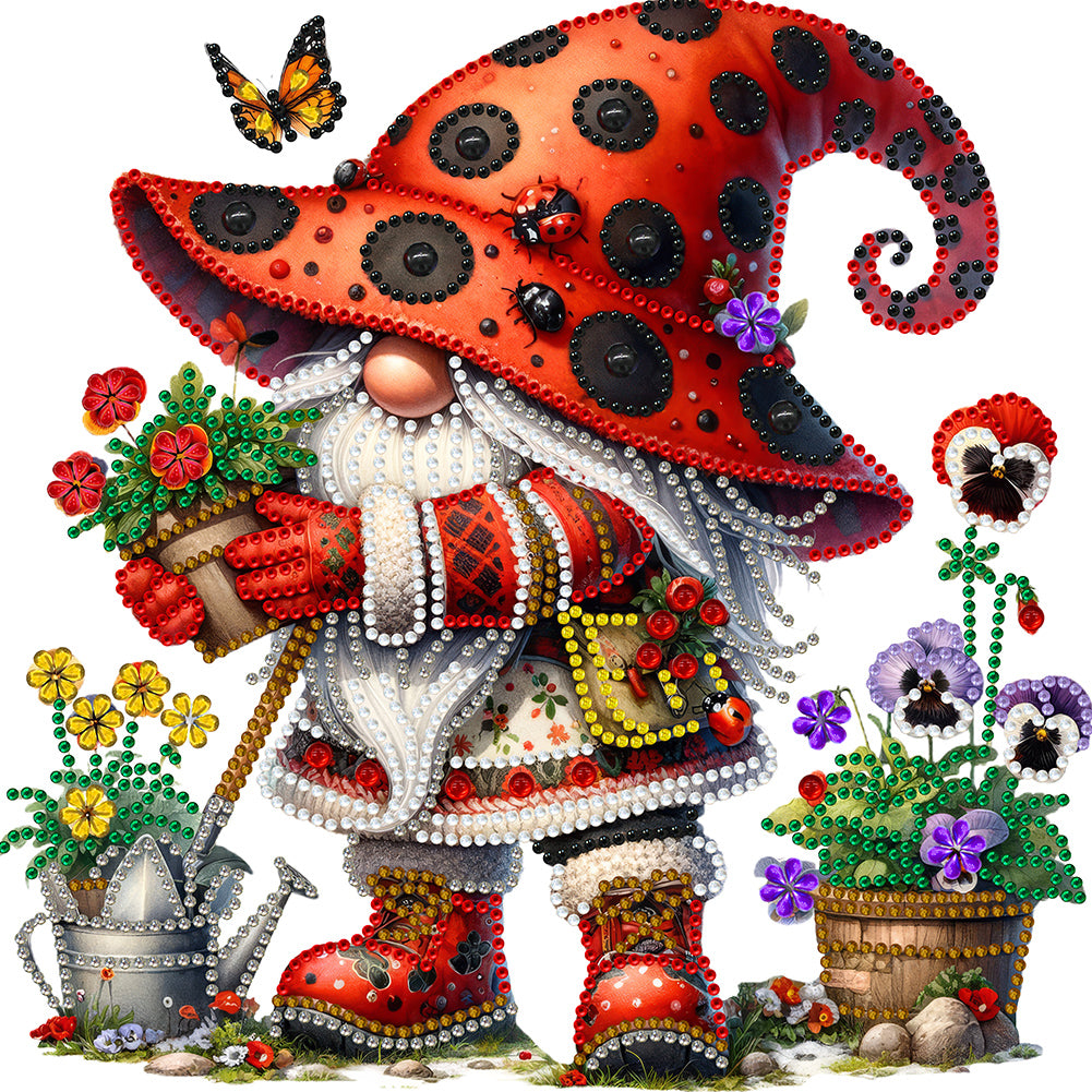 Diamond Painting - Partial Special Shaped - spring gnome (30*30CM)