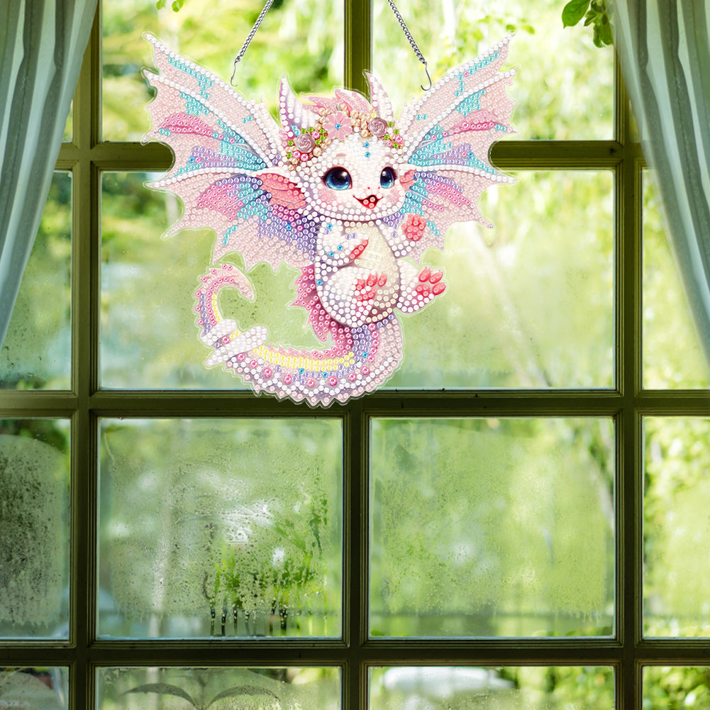 Acrylic Single-Side Dragon 5D DIY Diamond Painting Dots Pendant for Office Decor