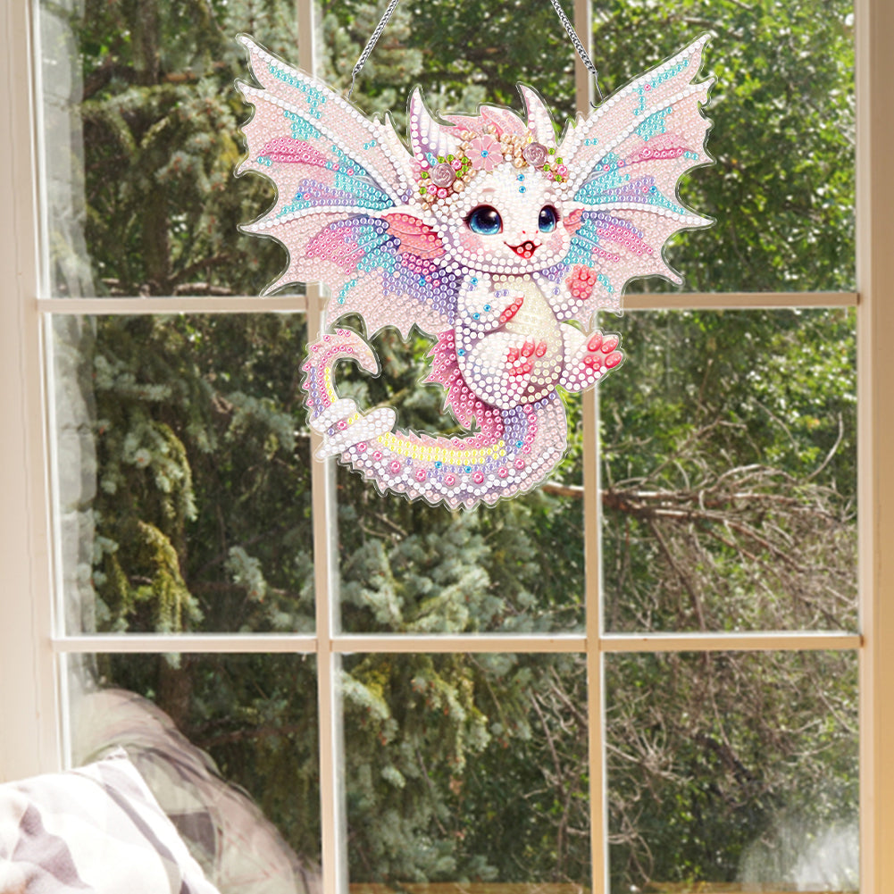 Acrylic Single-Side Dragon 5D DIY Diamond Painting Dots Pendant for Office Decor