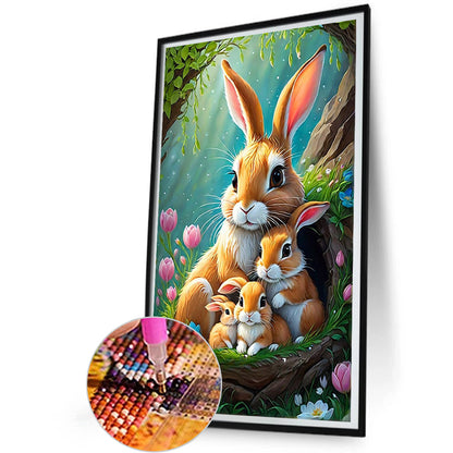 Diamond Painting - Full Round - rabbit family (30*50CM)