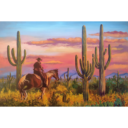 Diamond Painting - Full Round - Sunset over Sonoran Desert cactus near Phoenix, Arizona (45*30CM)