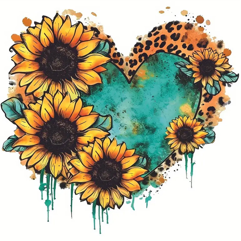 Diamond Painting - Full Round - sunflower love heart (30*30CM)