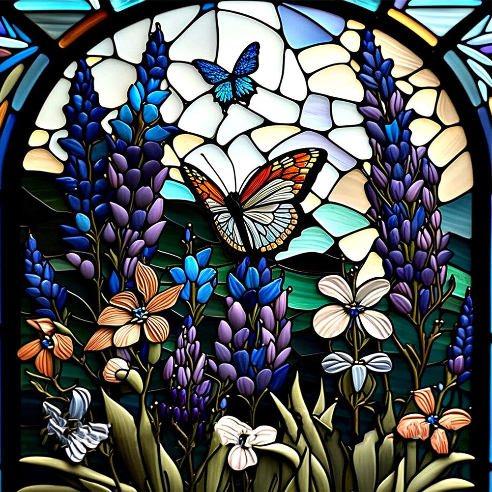 Diamond Painting - Full Round - lavender butterfly (30*30CM)