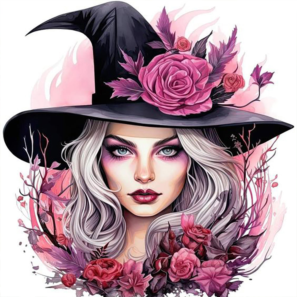 Diamond Painting - Full Round - rose and magic witch (30*30CM)