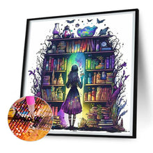 Load image into Gallery viewer, Diamond Painting - Full Round - Magical witch in front of bookshelf (30*30CM)
