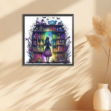 Load image into Gallery viewer, Diamond Painting - Full Round - Magical witch in front of bookshelf (30*30CM)

