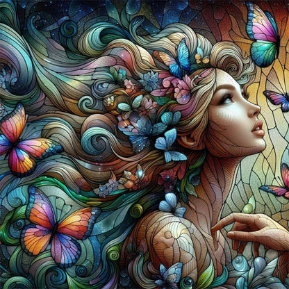 Diamond Painting - Full Round - glass art girl (50*50CM)