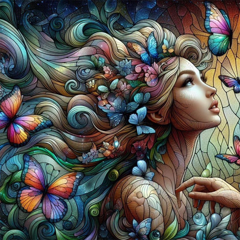 Diamond Painting - Full Round - glass art girl (50*50CM)