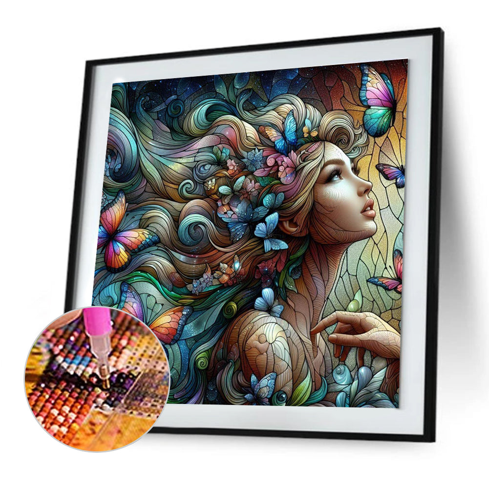Diamond Painting - Full Round - glass art girl (50*50CM)