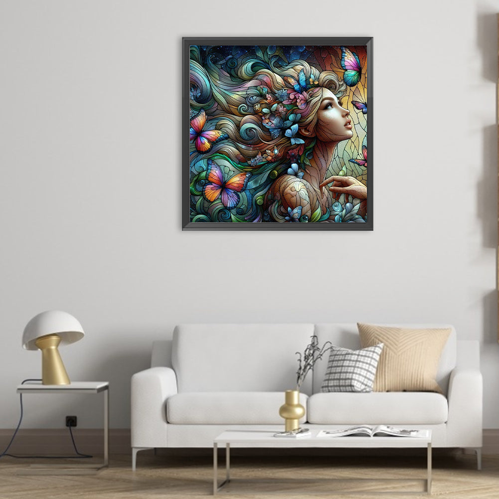 Diamond Painting - Full Round - glass art girl (50*50CM)