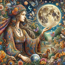 Load image into Gallery viewer, Diamond Painting - Full Round - Strange girl and the moon (50*50CM)
