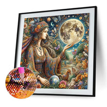 Load image into Gallery viewer, Diamond Painting - Full Round - Strange girl and the moon (50*50CM)
