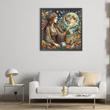 Load image into Gallery viewer, Diamond Painting - Full Round - Strange girl and the moon (50*50CM)
