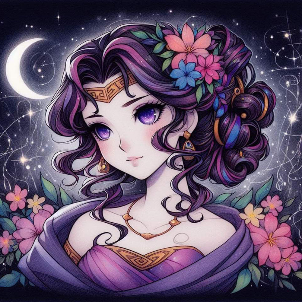 Diamond Painting - Full Round - purple hair princess (50*50CM)
