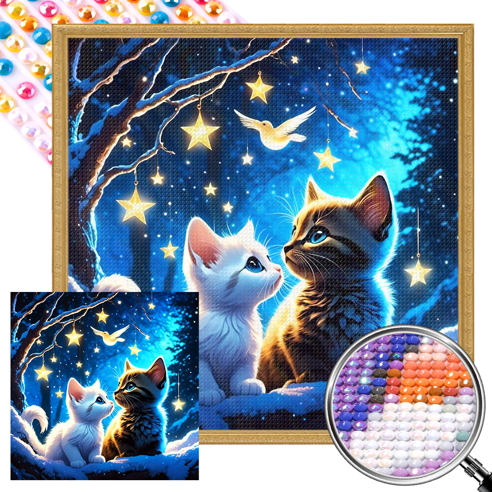 AB Diamond Painting - Full Round - snow kitten (40*40CM)