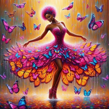 Load image into Gallery viewer, Diamond Painting - Full Round - Girl with butterfly skirt (30*30CM)
