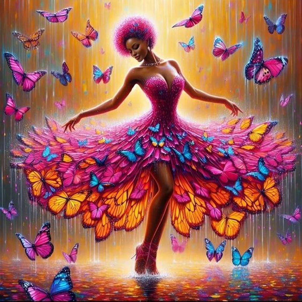 Diamond Painting - Full Round - Girl with butterfly skirt (30*30CM)