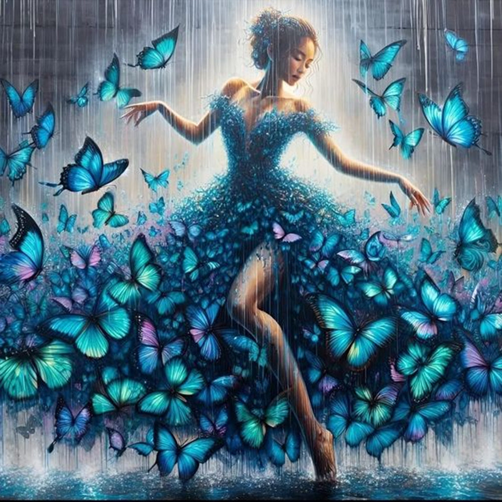 Diamond Painting - Full Round - Girl with butterfly skirt (30*30CM)