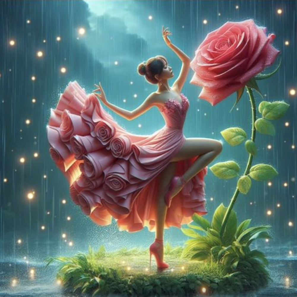 Diamond Painting - Full Round - Girl with butterfly skirt (30*30CM)