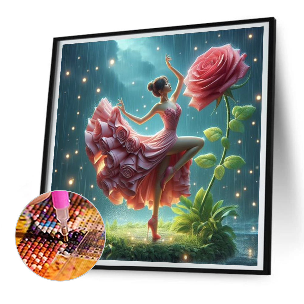 Diamond Painting - Full Round - Girl with butterfly skirt (30*30CM)