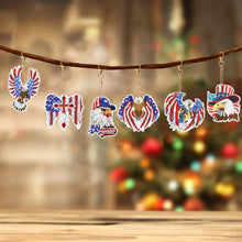 Load image into Gallery viewer, 6Pcs Double Sided Independence Day Eagle Diamond Painting Keychain Pendant
