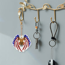 Load image into Gallery viewer, 6Pcs Double Sided Independence Day Eagle Diamond Painting Keychain Pendant
