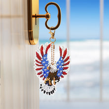 Load image into Gallery viewer, 6Pcs Double Sided Independence Day Eagle Diamond Painting Keychain Pendant
