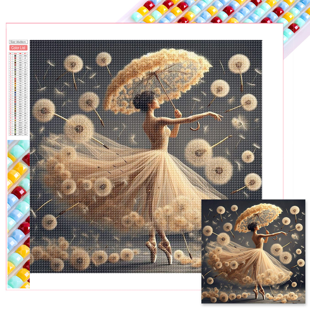 Diamond Painting - Full Square - white dandelion ballet (30*30CM)