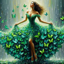 Load image into Gallery viewer, Diamond Painting - Full Square - green butterfly dance (30*30CM)

