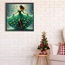 Load image into Gallery viewer, Diamond Painting - Full Square - green butterfly dance (30*30CM)
